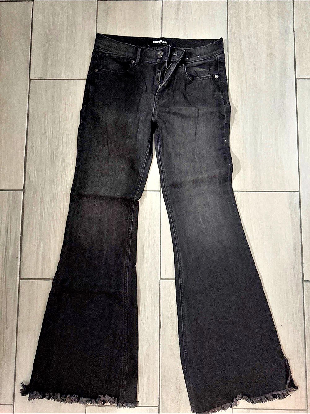 Express Black '70s Flare Jeans Black Flare Jeans